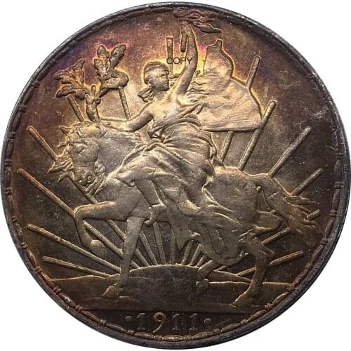 Mexico 1911 1 Peso Cupronickel Silver Plated Copper Metal Souvenir Old Gift Commemorative Copy Coins