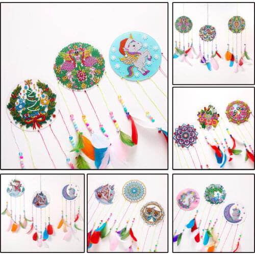 5d DIY Diamond Painting Dream Catcher Wind Chimes Kit For Door Home Wall Decoration Special Shaped Drill Diamond Embroidery Kit