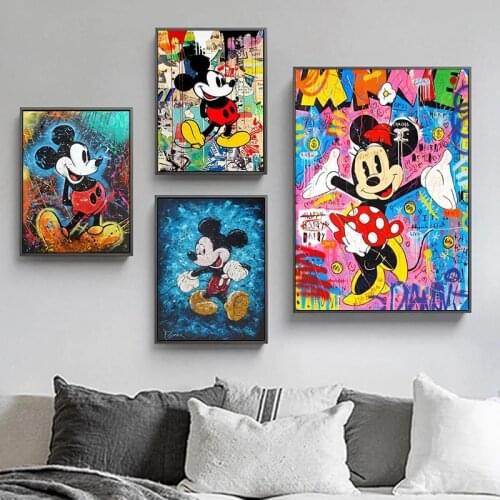 Graffiti Art Disney Abstract Mickey Mouse Wall Art Canvas Painting Nordic Posters and Prints Pictures for Living Room Decor