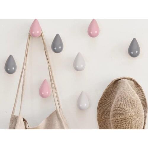 Water Drop Shaped Wall Hook for Door Back Wall Wood Key Hanger Holder Decorative Hooks Handbag Hat Clothes Wooden Hook