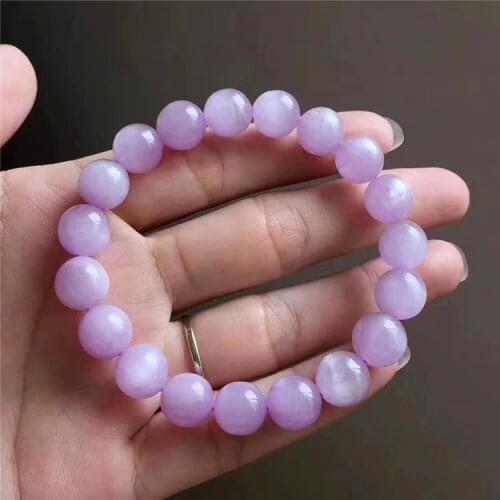 100% Natural Purple Kunzite Round Beads Bracelet Cat Eye Crystal Women Bracelet Jewelry 7mm 8mm Fashion Gemstone AAAAAA