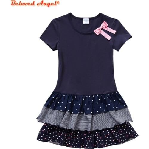 Summer New Fashion Baby Girls Kids Short Sleeve T-shirt Patchwork Dress Short Dresses Princess TUTU Dress for Party Wedding