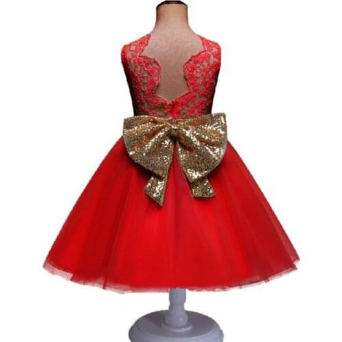 New Fashion sequin party dresses baby Newborn Wedding Dress Baby Girl Bow Pattern For Toddler 1st Birthday Party Baptism Dress