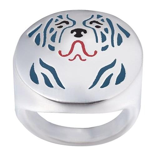 Wholesale Saint Bernard with color selection enamel ring lovers and owners-Pet best friend jewelry unisex free ship -10Pcs/Lot