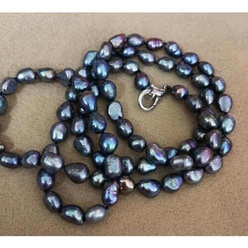14'' 15'' 16'' 17'' 30'' 50'' 35cm - 80cm 200cm 10mm black colors baroque freshwater pearl Necklace Woman Jewelry real pearl