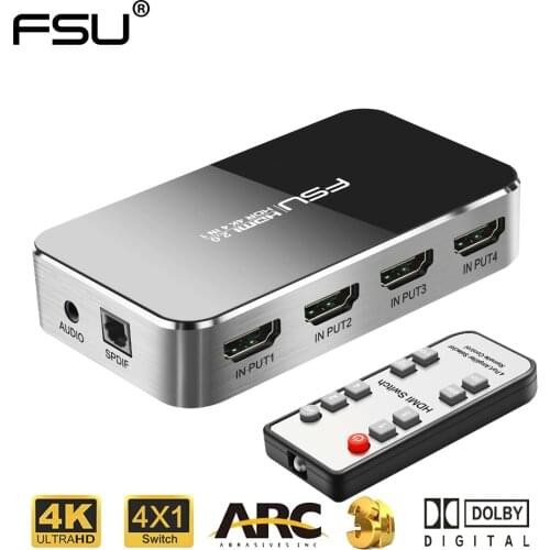 HDMI-compatible Splitter 4 Input 1 Output For HDTV PS4 With Audio Extractor 3.5 Jack ARC Spdif HDMI-compatible Switcher Adapter
