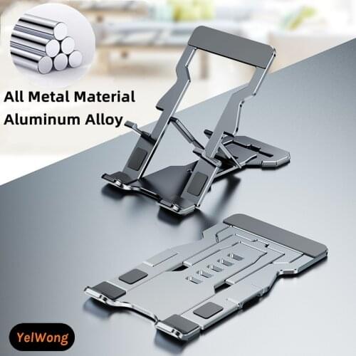 YelWong All Metal Portable Phone Holder Foldable Tablet Holder iPad Stand Desktop Bracket Aluminum Alloy for iPhone Xiaomi