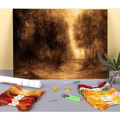 Natural Scenery Walking Together Printed 11CT Cross-Stitch Patterns Embroidery DMC Threads Handicraft Handiwork Gift