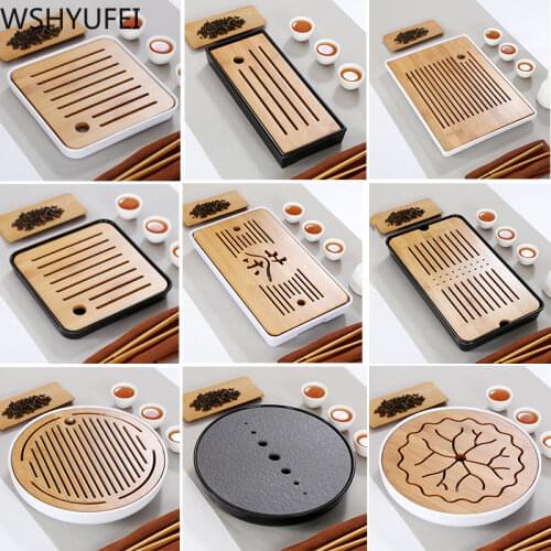 Simple dry tea tray melamine bamboo small tea table travel tea set hotel dry tea table tray household tea accessories