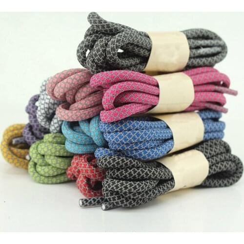 1Pair 120cm Fluorescent Sneaker Shoestrings Sport Shoelaces 3M Reflective Round Rope Shoes Lace Light Shoelaces