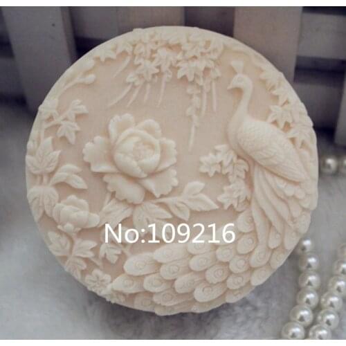 Wholesale!!!1pcs Peafowl and Flowers (ZX108) Handmade Soap Mold Crafts DIY Silicone Mould