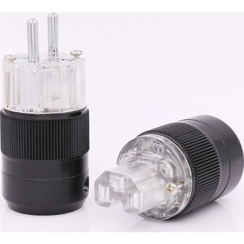 Pair Unprinted Rhodium Plated Schuko Power Connector Audiophile DIY Mains Power cord Plug hifi