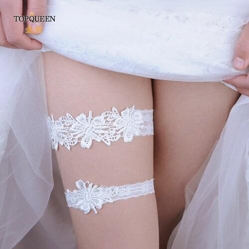 TOPQUEEN 2pcs/Set Wedding Garters Lace Embroidery Floral Sexy Garters for Women/Bride Thigh Ring Bridal Leg Garter TH13 TH15