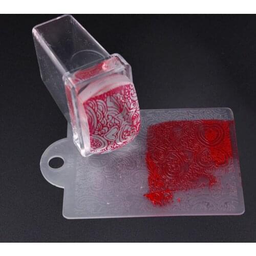 Stamping Nail Art Stencils Nail Jelly Stamper Pure Transparent Head Nail Stamp Scraper Stamper Polish Stencils