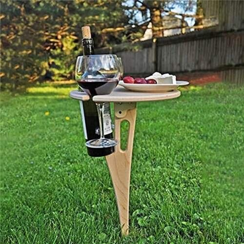 Outdoor Wine Table Mini Wooden Round Portable Foldable Desktop Easy Carry Desk Furniture Party Travel Picnic Folding Low Tables