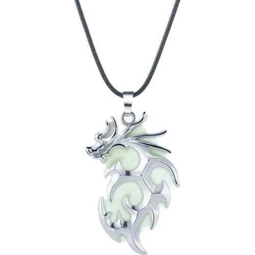 Vintage Glow in the Dark Chain Necklaces Luminous Dragon Pendant Necklace For Mens Punk Jewelry Gold Necklaces
