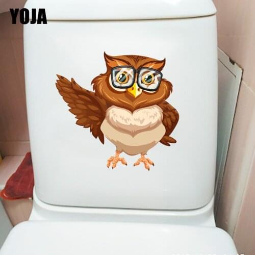 YOJA 22.7×22.2CM Owl With Glasses Home Bedroom Wall Stickers Mural Creative WC Toilet Decor Accessories T1-2703