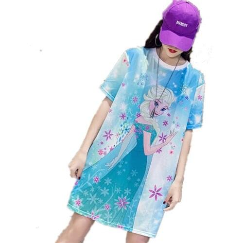 Jospoo Plus Size Women Tshirt New Summer Frozen Princess T Shirt Mesh Shirt Mid Length Ice Silk Quick Drying Base Shirts