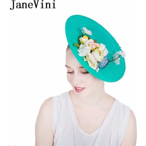 JaneVini Ladies Wedding Hat Flowers Fascinator Bride Hats Bridal Headpieces Evening Party Women Hat Mariage Accessoires 2018