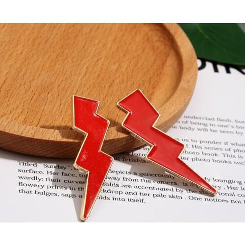 JUST FEEL New Punk Multicolor Lightning Stud Earring For Women Girl Geometric Punk Studs Earrings Statement Jewelry Pendientes