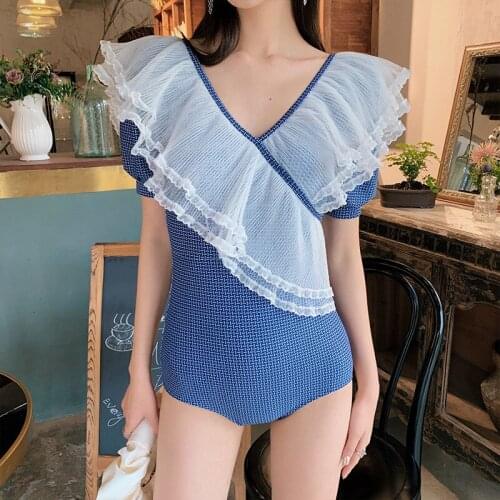 Swimsuit Women One Piece Sexy Rashguard Female May Beach Womens Swim Suit Pool One-Piece Fairy Fan Covering Skirt New Print