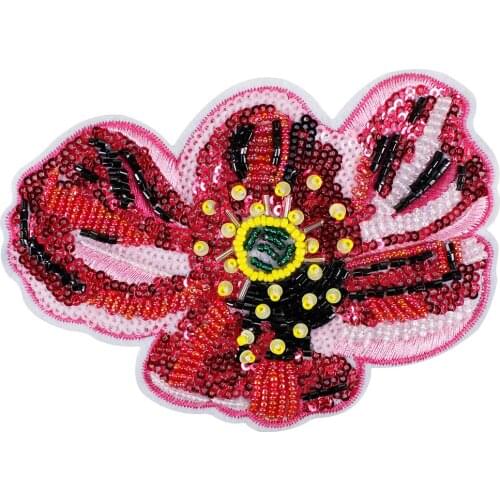 10pieces Embroidery Sequin Beaded Diamond Patches Floral Petal Applique Motif for Dress Clothes Decorated Sewing Supplies TH927