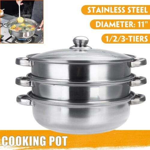 3 Layer Stainless Steel Pots Stockpot Hotpot Induction Steaming Food Steamer Pan Household Cooking Pot Kitchen Steamer Cooker