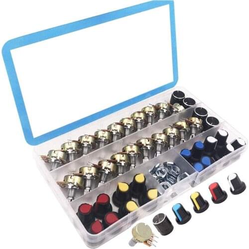 20Pcs Ohm Potentiometer Knob Linear Potentiometer 3 Terminal Rotary Potentiometer with Cap Nuts and Washer
