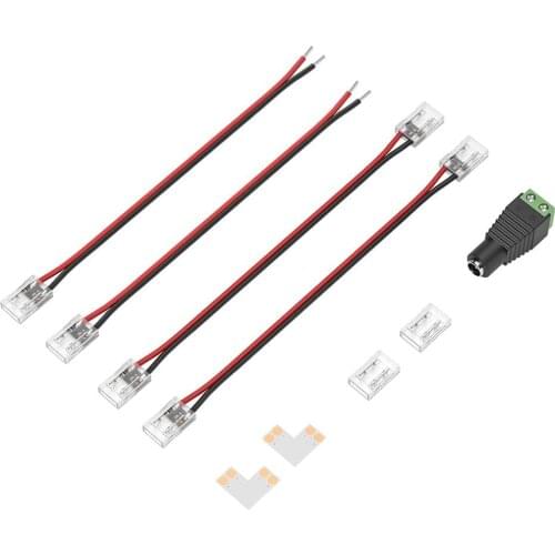 5pcs High Density COB LED Strip Connector for IP20 8mm 10mm 2pin Single Color 5050 3528 Tape Light Strip to Wire FOB Connectors