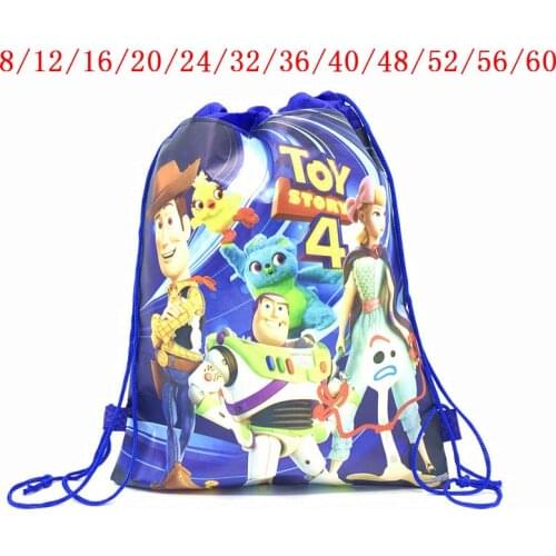 6Pcs/60Pcs Disney Toy Story 4 Drawstring Bags Kids Travel Storage Clothes Shoes Woody Gift Bags Buzz Lightyear School Backpack