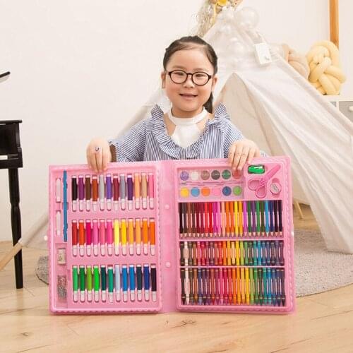 86/150Pcs/Set Drawing Tool Kit with Box Painting Brush Art Marker Water Color Pen Crayon Kids Gift XH8Z