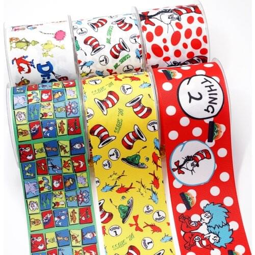Choshim accessories 10 Yards Per Size Dr.Seuss,Grinch Ribbon Printed Grosgrain Ribbon DIY Bow Bag Material 22575