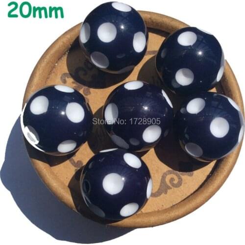 Hyundai solaris accessories polka dot bubblegum beads 20mm 100pcs Navy Blue Resin Round Loose Beads for New Year Decoration