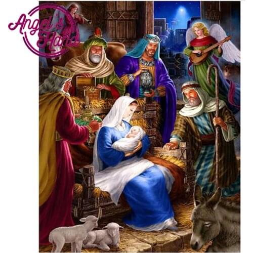 Diy Diamond Paintings Jesus Christ Birth Christmas Diamond Pattern Beadwork Pictures Needlework Religious Diamond Mosaic Craft