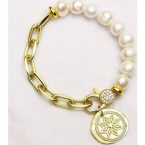 5 Pieces Charms Bracelet pearls chain link metal Bracelet Fashion Punk hip pop jewelry Bracelet 7359