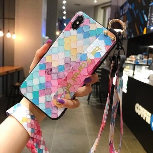 Funda Case for Huawei P40 Pro Nova 7 Pro 7Se 7i 3i 5t Honor 20 P30 Mate 20 Mate 30 Pro Fish Scale Wristband Phone Case Cover