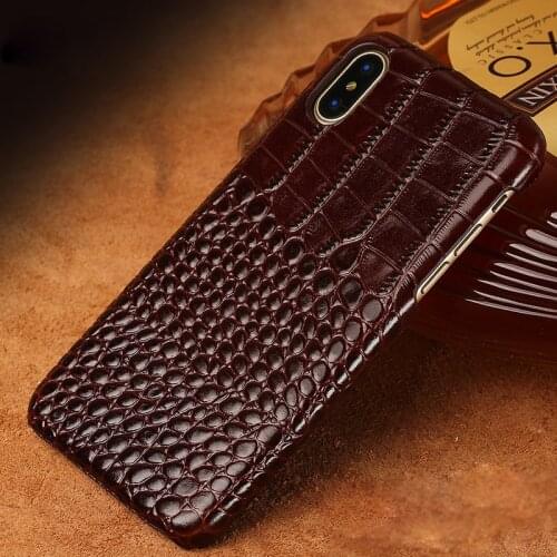 Genuine cowhide Leather Phone Case For iPhone 11 11 Pro Max 12 Mini X XS MAX XR 5S 6 6S 7 8 Plus SE 2020 Crocodile Texture cover