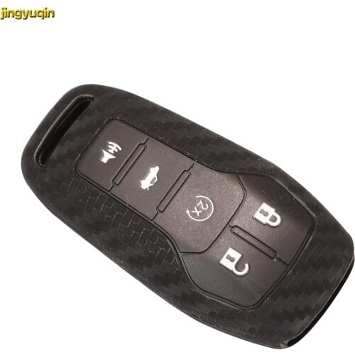 Jingyuqin 30X Remote Car Key Carbon Silicone Case Cover For Ford Edge Escort Mondeo Taurus Mustang Lincoln MKX/MKZ/MKC 5 Buttons