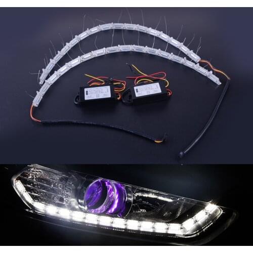 CITALL New 12V Car Headlight Tear Eye Dual Color 16 LED DRL Flexible Strip Light Turn Signal Lamp Light Sequential Dynamic