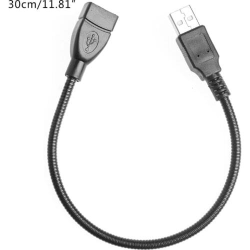 Flexible Metal USB 2.0 Male To Female Data Power Cord Stand Extension Cable 30CM