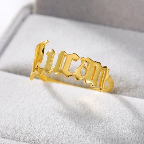 Custom Name Ring Personalized Gold Platinum Rings For women кольцо Bijoux Femme Wedding Band Custom Letters Initials Ring
