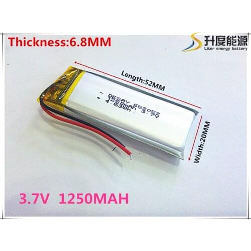 Size 682052 3.7V 1250 mah Lithium polymer Battery With Protection Board For GPS Tablet PC Digital Products Free Shipping