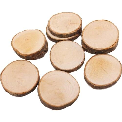 10pcs Natural Round Shape Slices Diy Wood Crafts for Birthday Party Wedding
