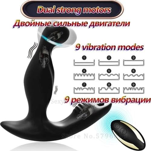 Remote Control 360° Rotating Vibration Prostate Massager Big Butt Plug Scrotum Stimulate Anal Erotic Sex Toys Tools For Men Gay