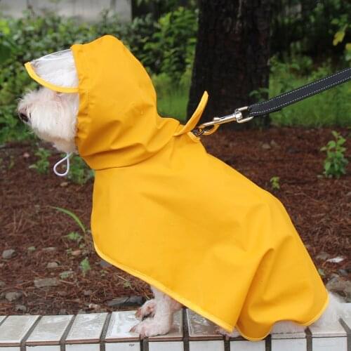 Fashion Creative Pu Hooded Pet Poncho Dog Raincoat Waterproof Dog Clothes Rain Coat for Dogs Corgi