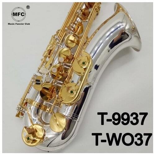 Music Fancier Club Tenor Saxophone MTS-9937 MAS-WO37 Silvering Gold Key Sax Tenor Mouthpiece Reeds Neck Musical Instrument