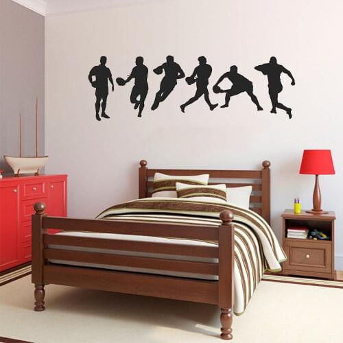 Rugby Action Silhouette Set Wall Stickers Bedroom House Decoration Removable Sport Vinyl Art Decal Mural Boys Kids Room diy 939