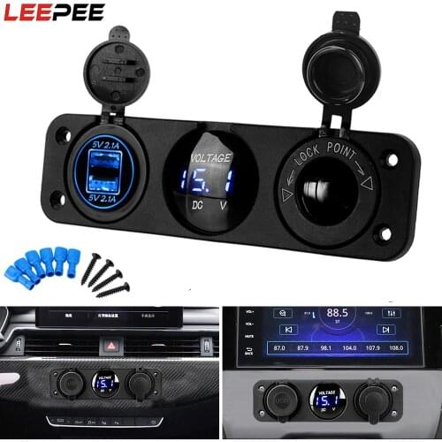 12/24V Dual USB Car Charger Adapter Cigarette Lighter Voiture Voltmeter Socket Charger 4.2A Fast Power for RV Camper Caravans