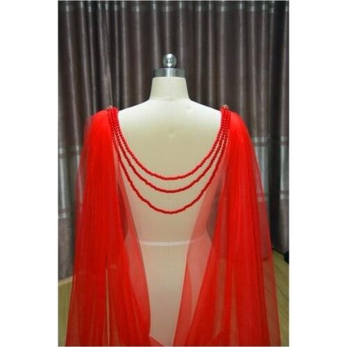 Crystal Cape, red tulle Wedding Cape, Bridal Artificial beads Cape, Wedding accessories, Veil Cape, Wedding Cape Veil, Bridal Ca