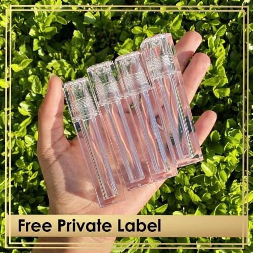 Plastic Lip Oil Roller Ball Tubes Square Transparent Lip Gloss Private Logo Empty Containers Stock 6.5ml Cosmetic Roll-on Bottle